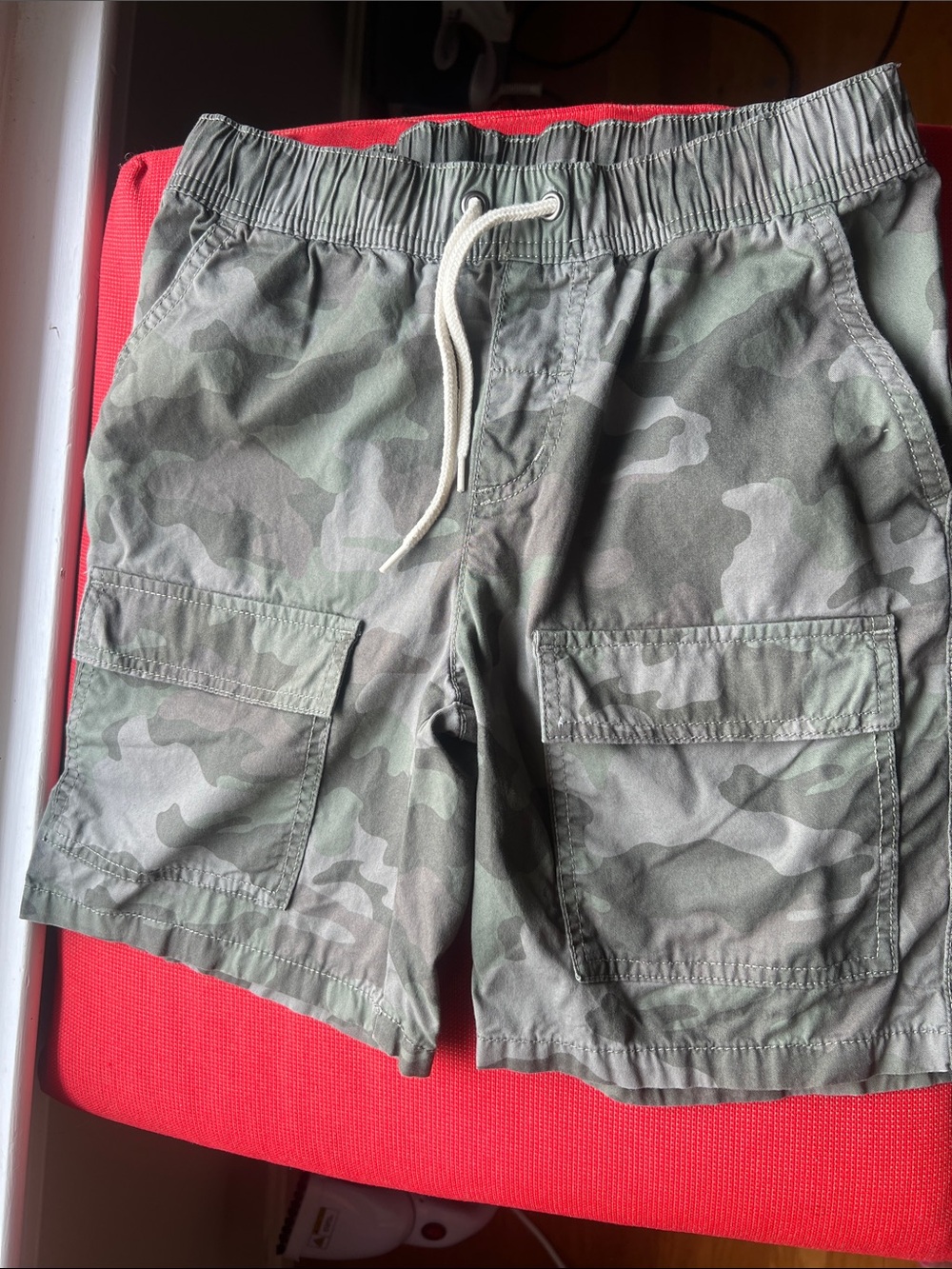 Cat & Jack Boys Camo Cargo Shorts Pull-On Green Camouflage Size XL 14/16 GUC